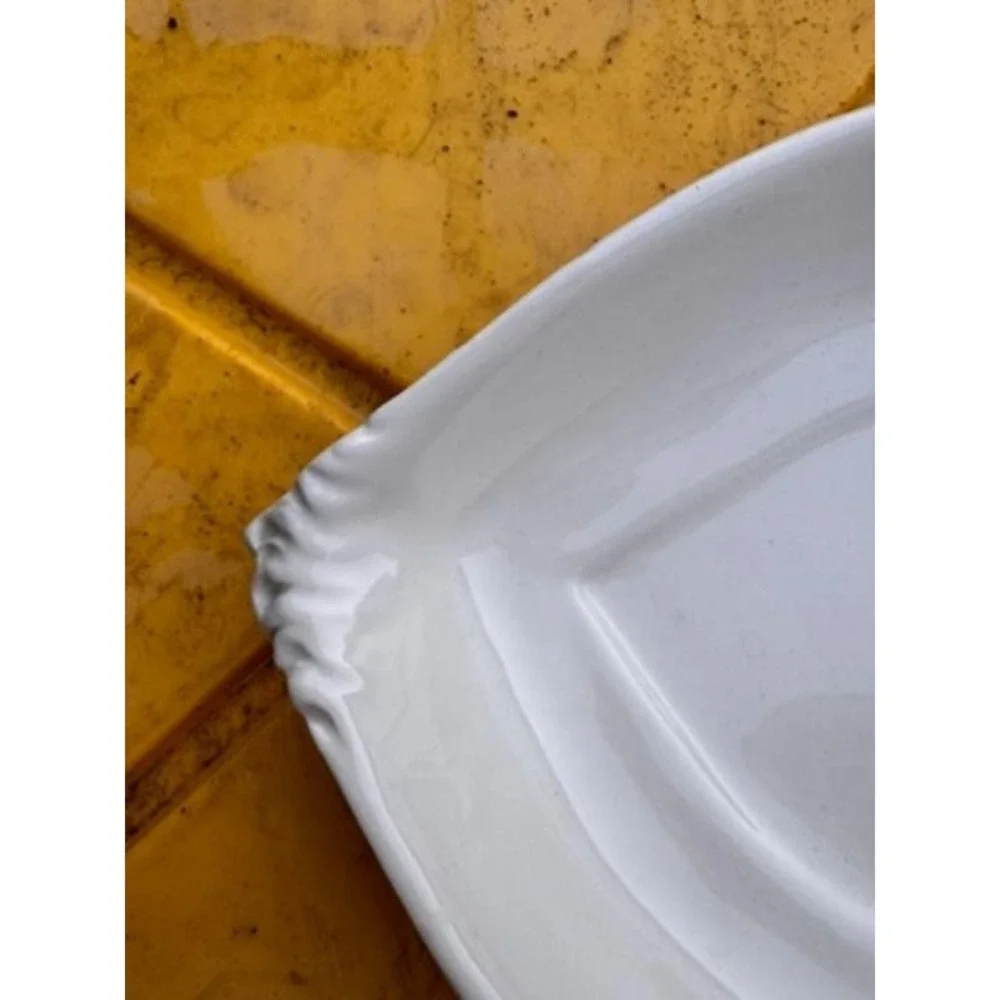 Crafted Italian Romantic Heart Shape Trinket Dish Floral Accent‎ White Porcelain